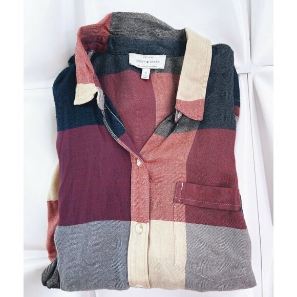Lucky Brand Womens Sz S Bungalow Plaid Checkered Shirt Button Back Top Shirt - Picture 7 of 8